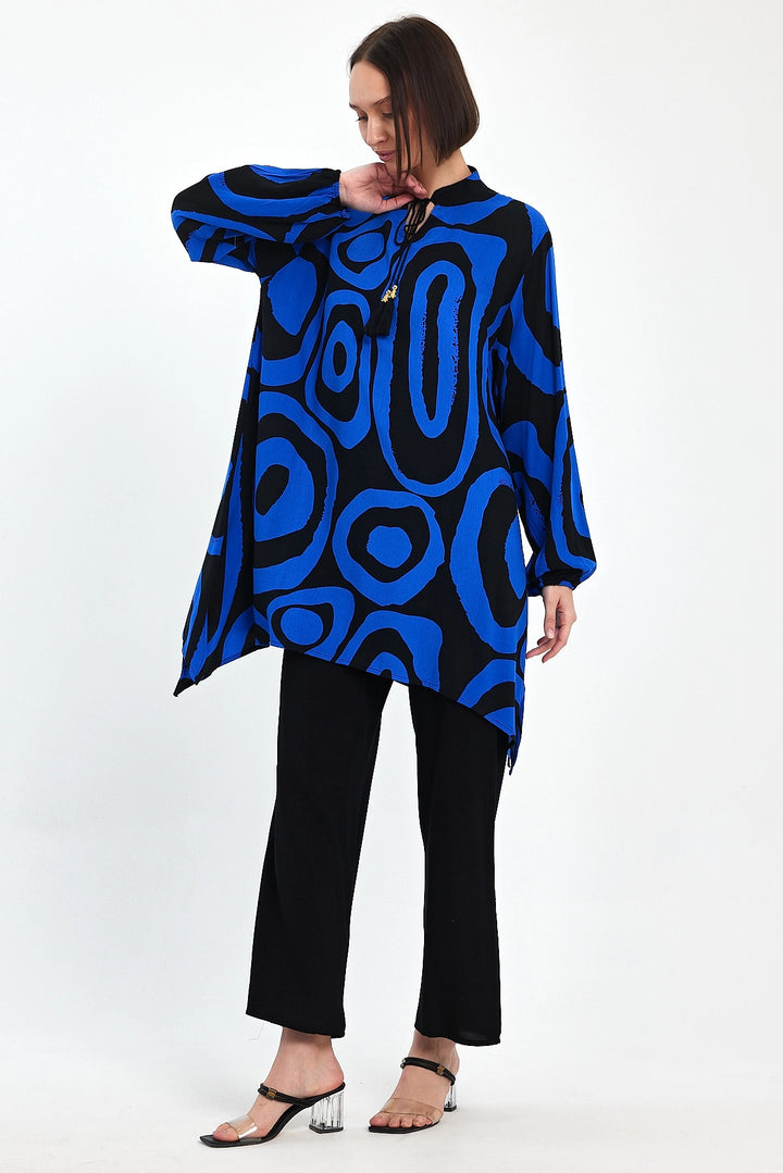 Maxi Boy Saks Geometric Patterned Pants and Long Tunic Set BCVL-241017 - Scandicci