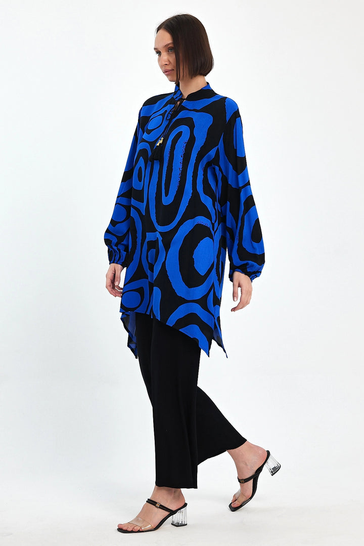 Maxi Boy Saks Geometric Patterned Pants and Long Tunic Set BCVL-241017 - Scandicci