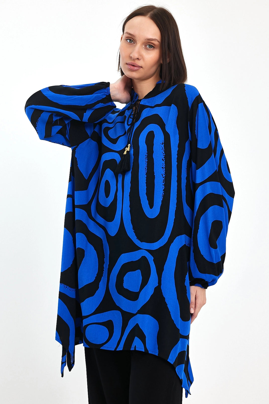 Maxi Boy Saks Geometric Patterned Pants and Long Tunic Set BCVL-241017 - Scandicci
