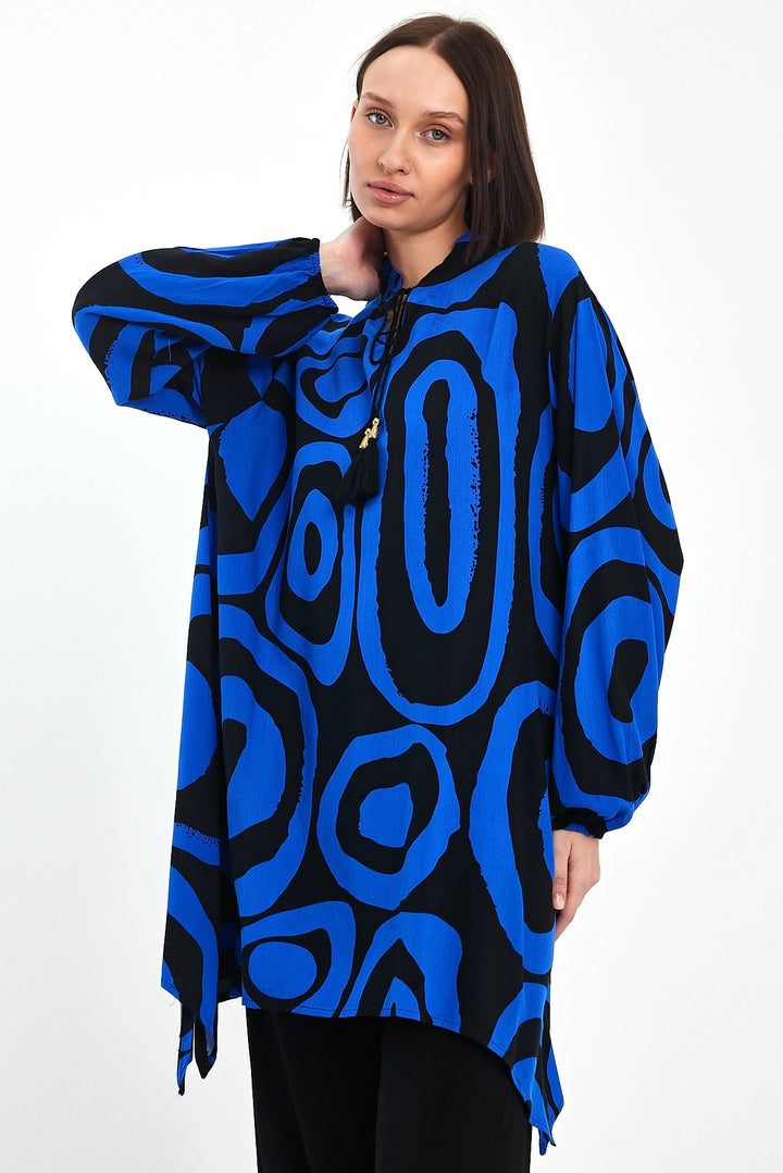 Maxi Boy Saks Geometric Patterned Pants and Long Tunic Set BCVL-241017 - Scandicci
