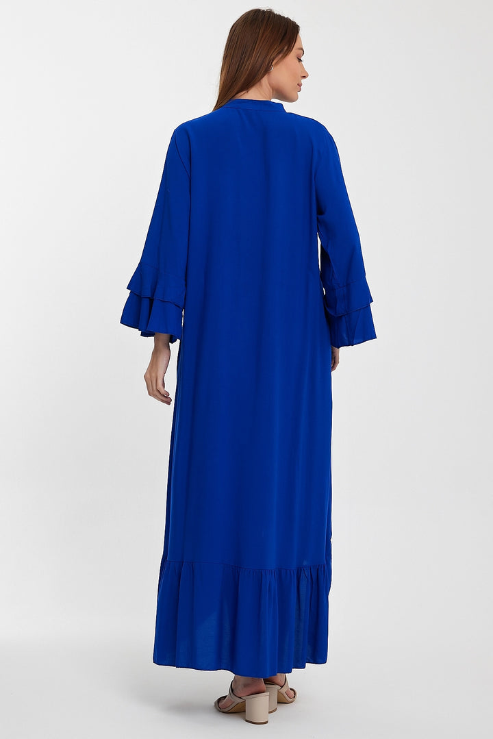 Maxi Boy Saks Master Collar Embroidered Long Length Woven Shirt Dress BCVL-248140 - Rimini