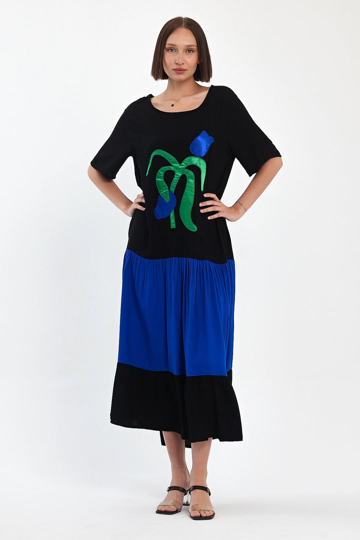 Maxi Boy Saks Embroidered Woven Viscose Dress BCVL-251041 - Sayula