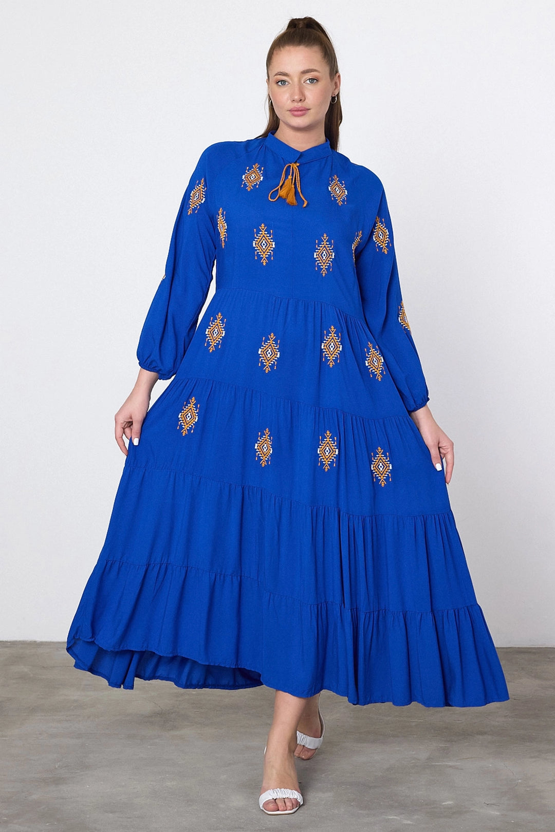 Maxi Boy Saks Embroidered Woven Viscose Dress BCVL-25917 - Sittingbourne