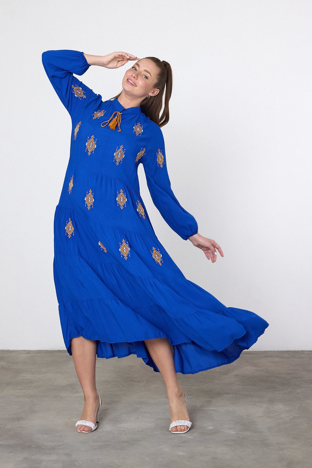 Maxi Boy Saks Embroidered Woven Viscose Dress BCVL-25917 - Sittingbourne