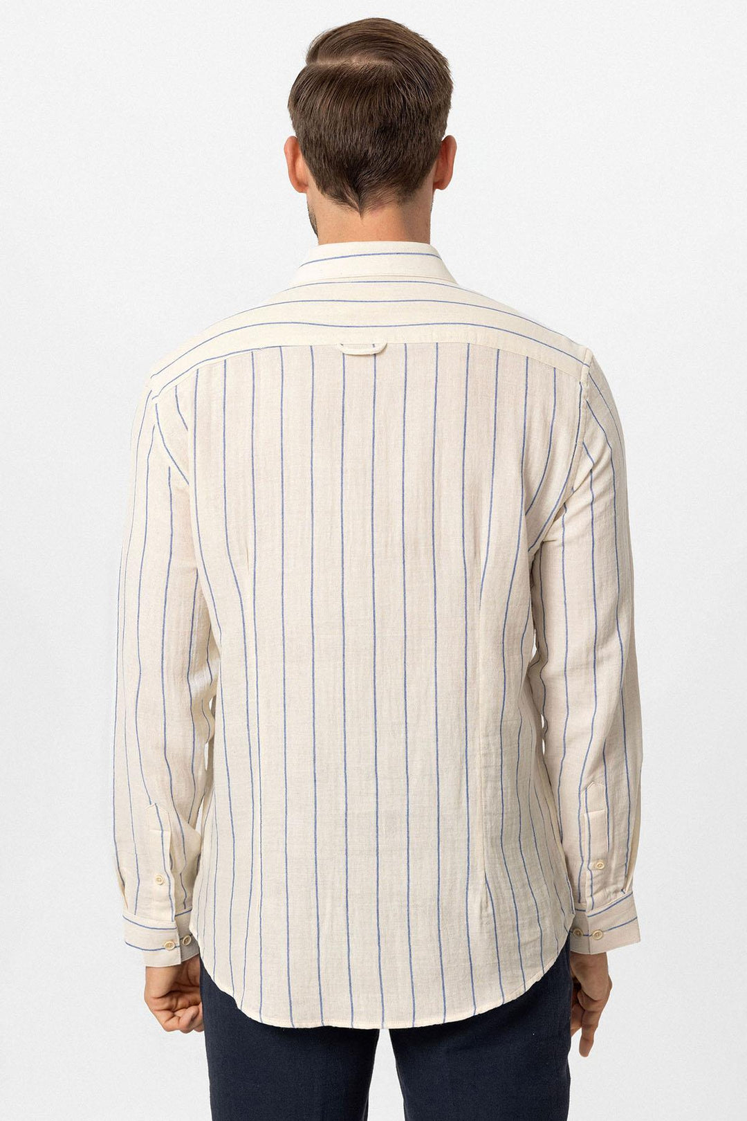 ANT Slim Fit Striped Men's Shirt - Leer