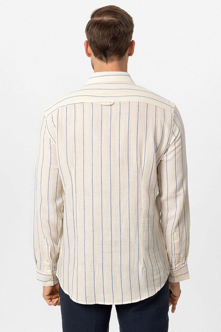 ANT Slim Fit Striped Men's Shirt - Leer