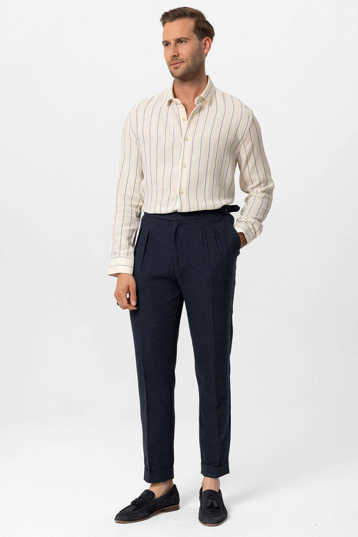 ANT Slim Fit Striped Men's Shirt - Leer