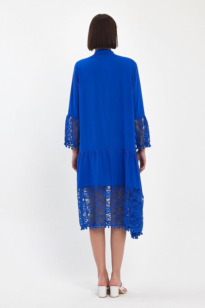 Maxi Boy Saks Tulle Detailed Long Woven Viscose Dress BCVL-25983 - Nocera Inferiore