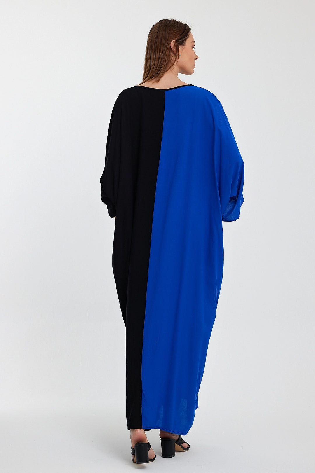 Maxi Boy Saks V Neck Embroidered Color Block Long Shirt Dress BCVL-24958 - Valle de Santiago