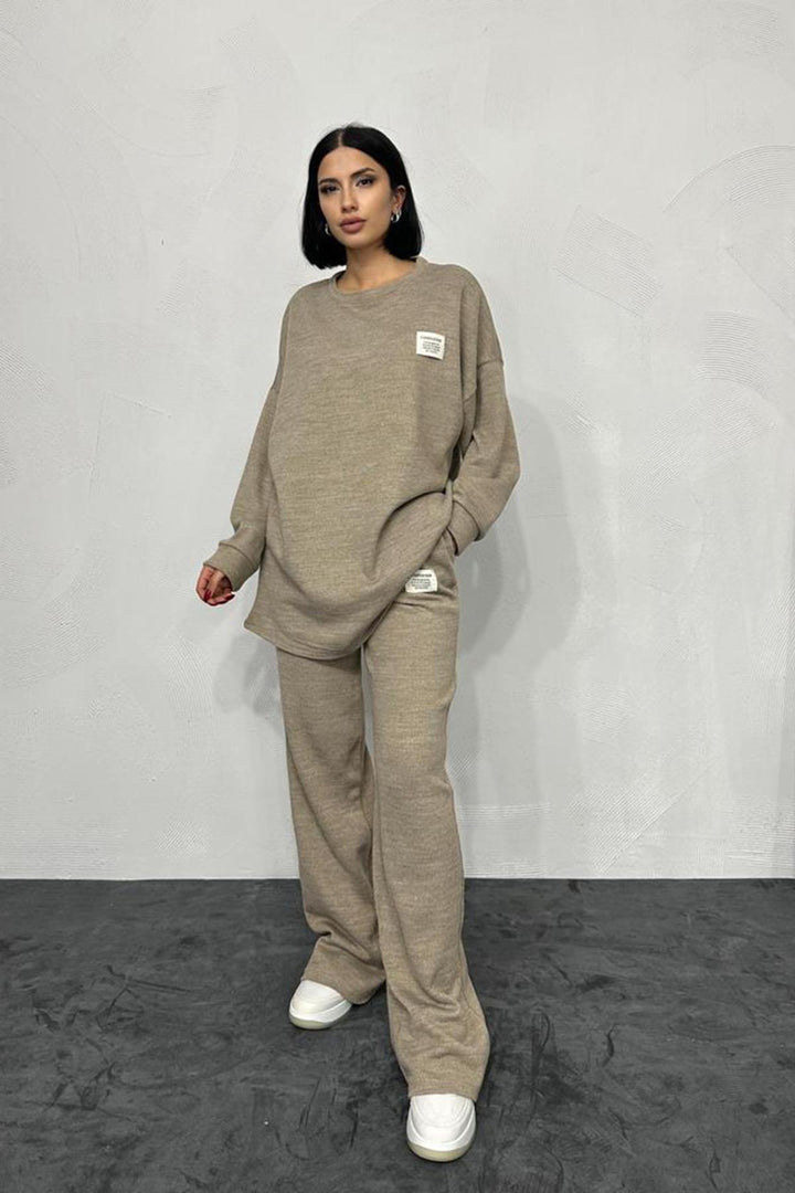 ELS Casual Blouse and Pants Set - Beige - Kamianske