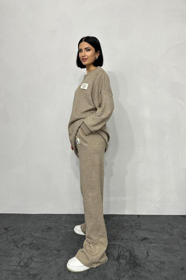 ELS Casual Blouse and Pants Set - Beige - Kamianske