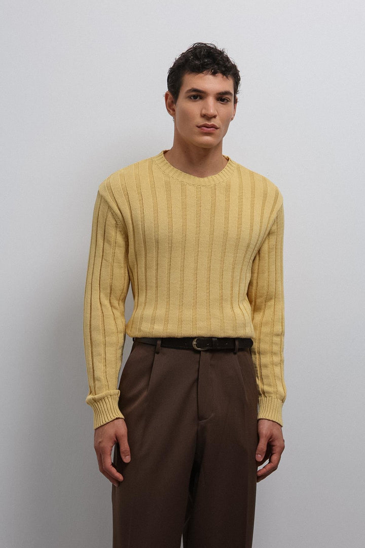 ANT Antioch Yellow 100% Cotton Ribbed Men's Sweater - Kampen