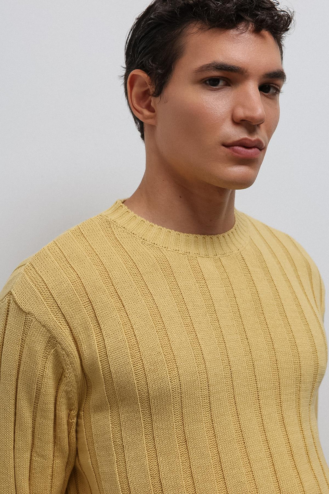 ANT Antioch Yellow 100% Cotton Ribbed Men's Sweater - Kampen