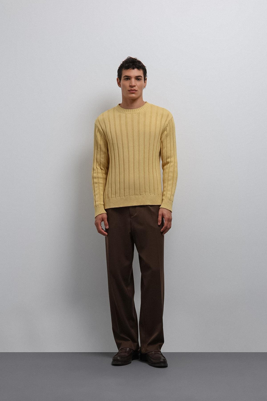 ANT Antioch Yellow 100% Cotton Ribbed Men's Sweater - Kampen