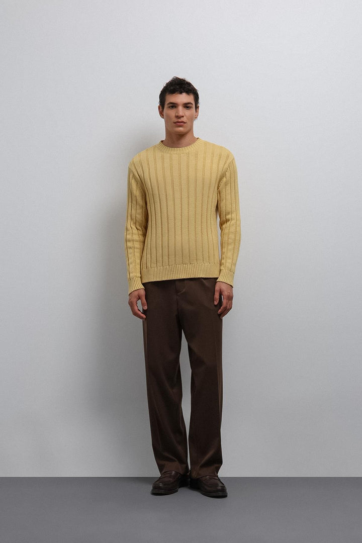 ANT Antioch Yellow 100% Cotton Ribbed Men's Sweater - Kampen