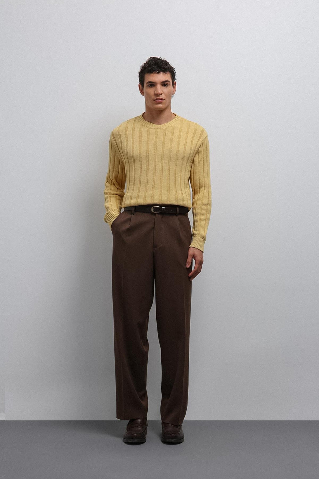 ANT Antioch Yellow 100% Cotton Ribbed Men's Sweater - Kampen