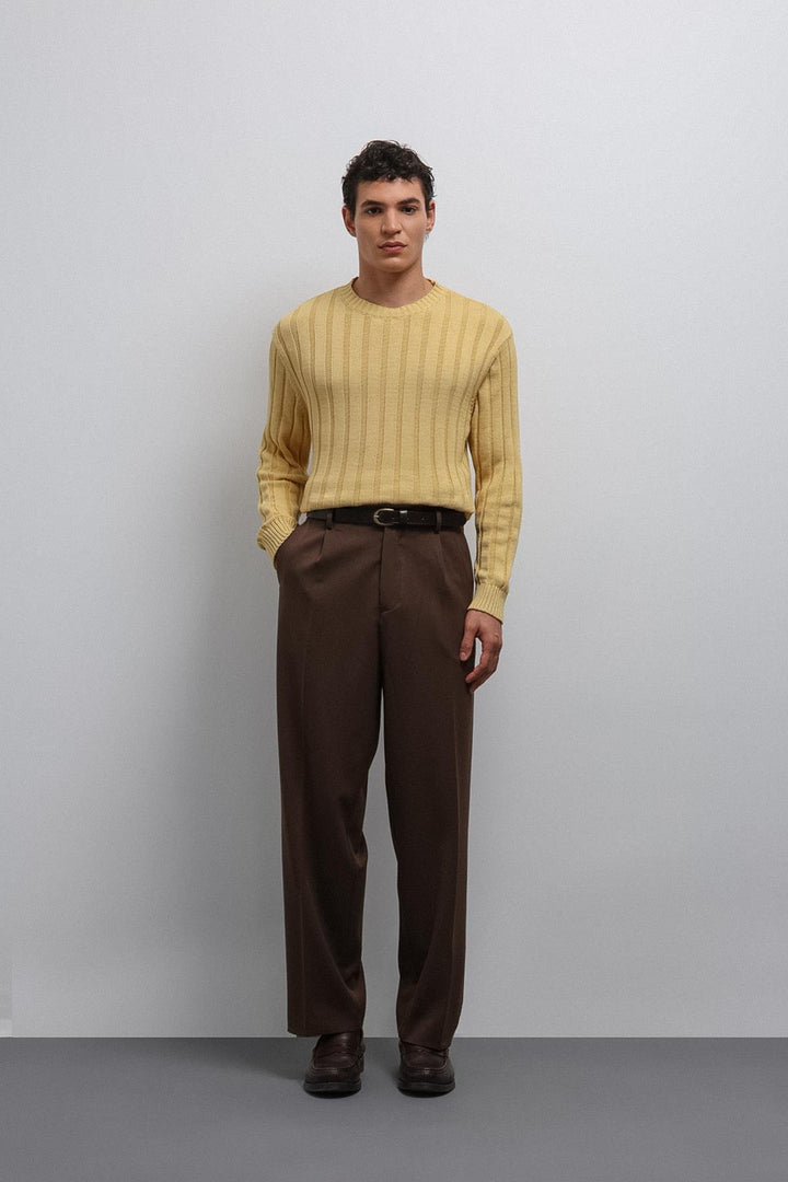 ANT Antioch Yellow 100% Cotton Ribbed Men's Sweater - Kampen