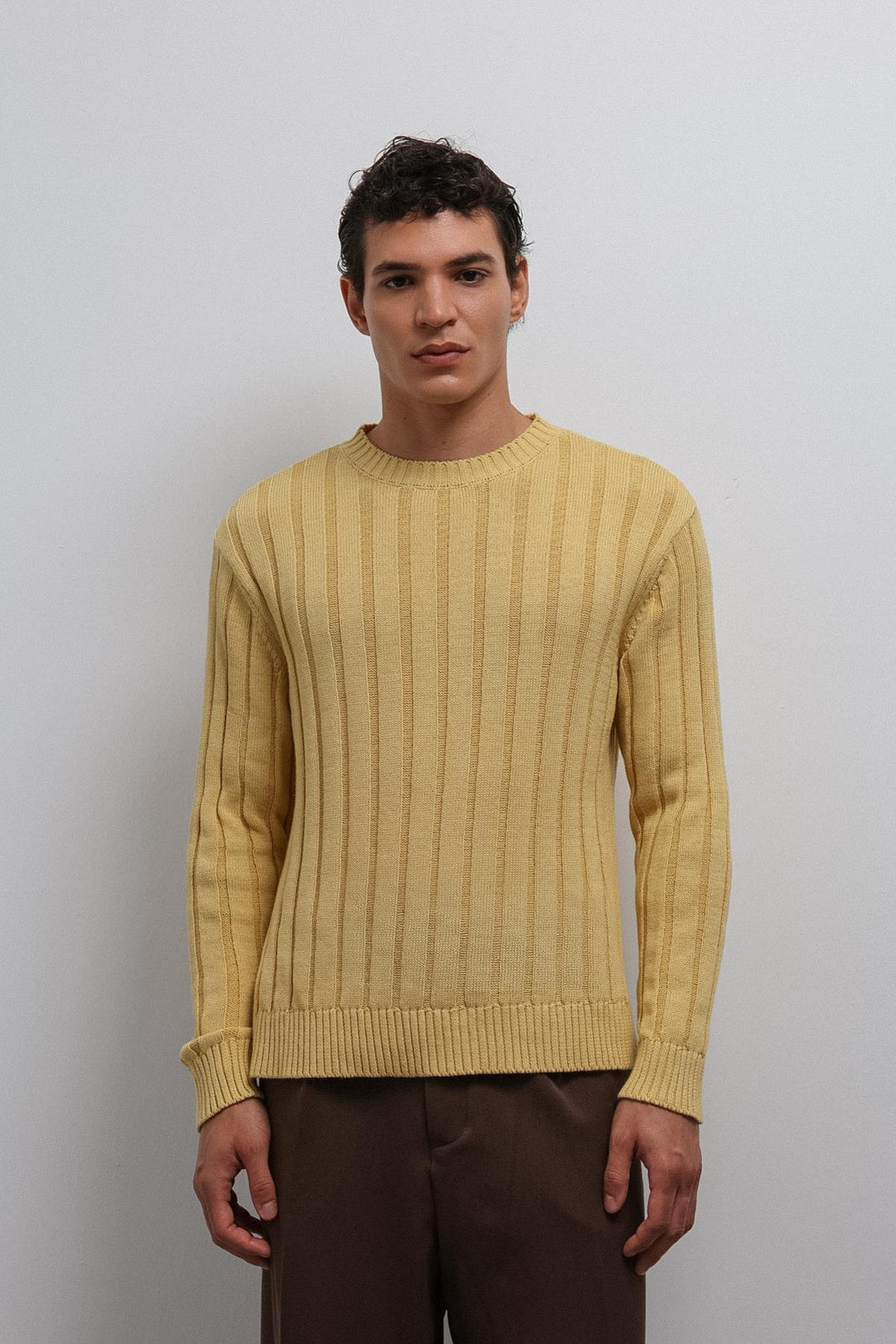 ANT Antioch Yellow 100% Cotton Ribbed Men's Sweater - Kampen