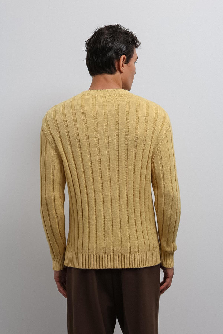 ANT Antioch Yellow 100% Cotton Ribbed Men's Sweater - Kampen