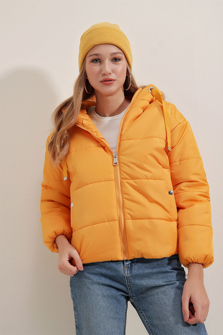 BGD Women Hooded Inflatable Jacket - Yellow - Oak Lawn
