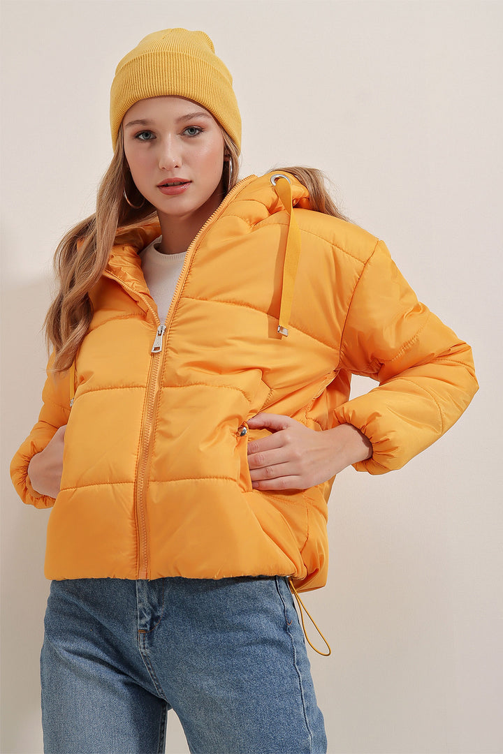 BGD Women Hooded Inflatable Jacket - Yellow - Oak Lawn