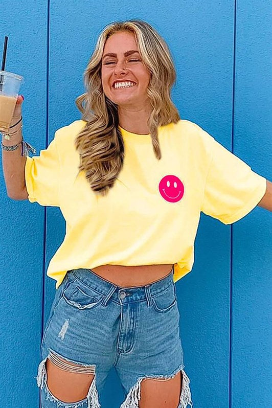 MDX Yellow Back Printed Oversized Round Neck Women's T-Shirt - Orange