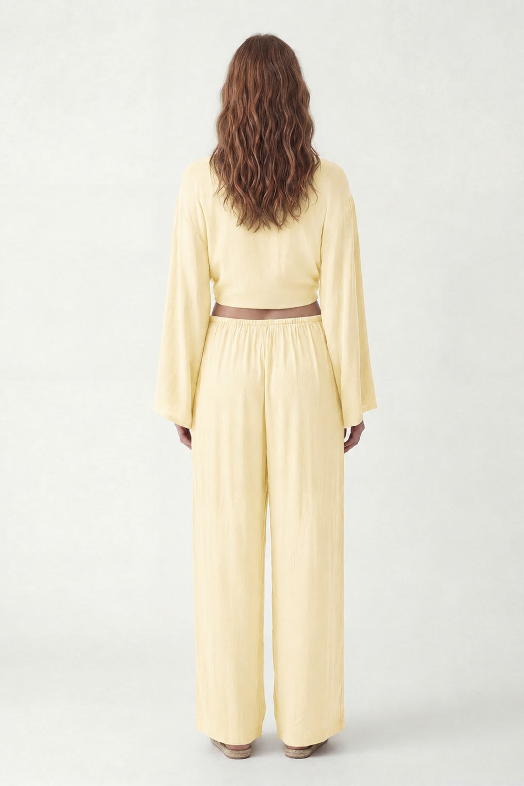 ANT Antioch Sarı Bağlamalı Bluz Pantolon Kadın Takım - Crailsheim