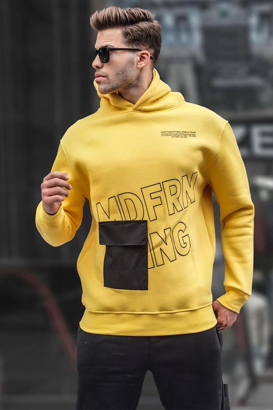 MDX Yellow Printed Hoodie Sweatshirt 6148 - Xico