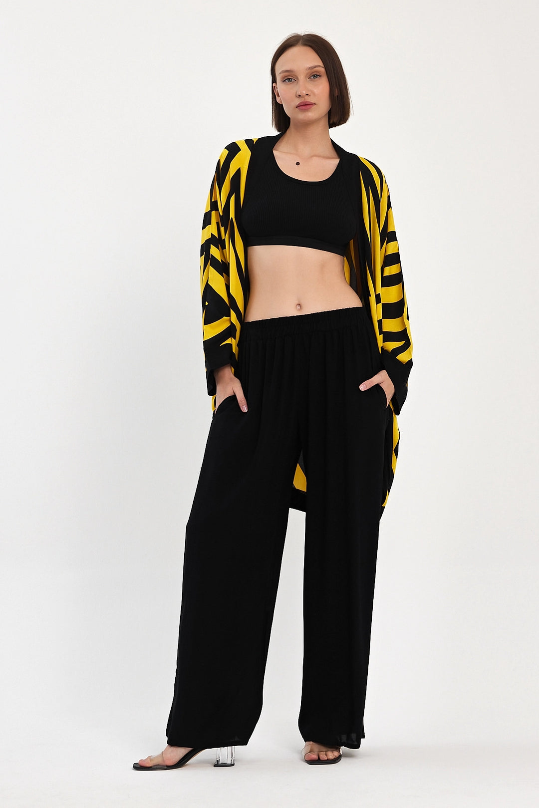 Maxi Boy Yellow Printed Kimono and Pants Woven Viscon Top Bottom Set BCVL-251061 - South Shields