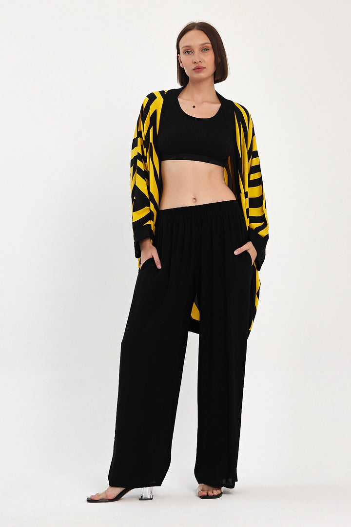 Maxi Boy Yellow Printed Kimono and Pants Woven Viscon Top Bottom Set BCVL-251061 - South Shields