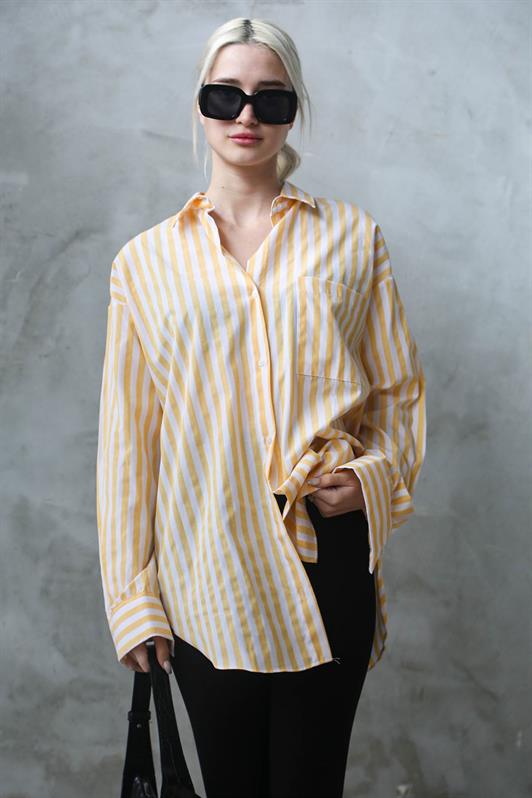 MDX Yellow Striped Oversized Women's Shirt MG1688 - Pikesville