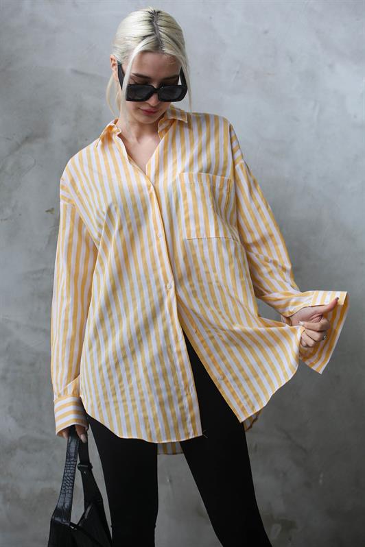 MDX Yellow Striped Oversized Women's Shirt MG1688 - Pikesville