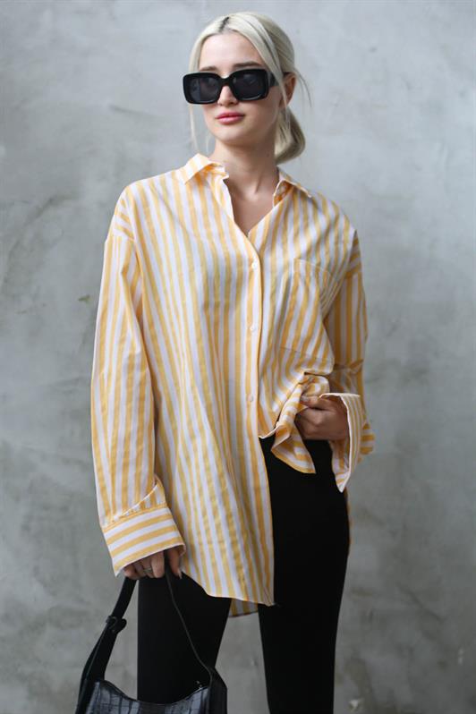 MDX Yellow Striped Oversized Women's Shirt MG1688 - Pikesville