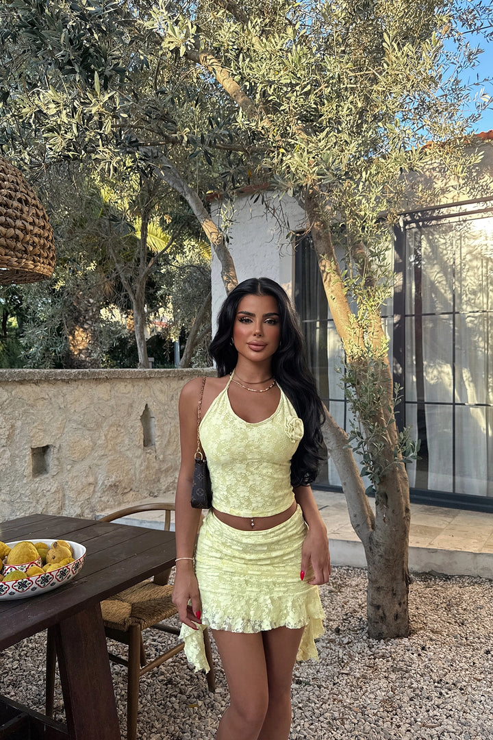 EYY Women YELLOW DARREL LACE SET - إلك جروف