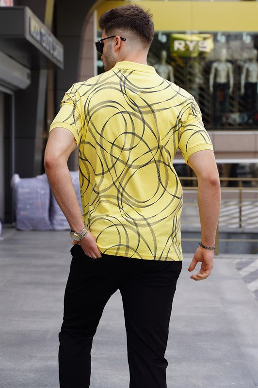 MDX Yellow Patterned Polo Neck T-shirt 5873 - Lubbock