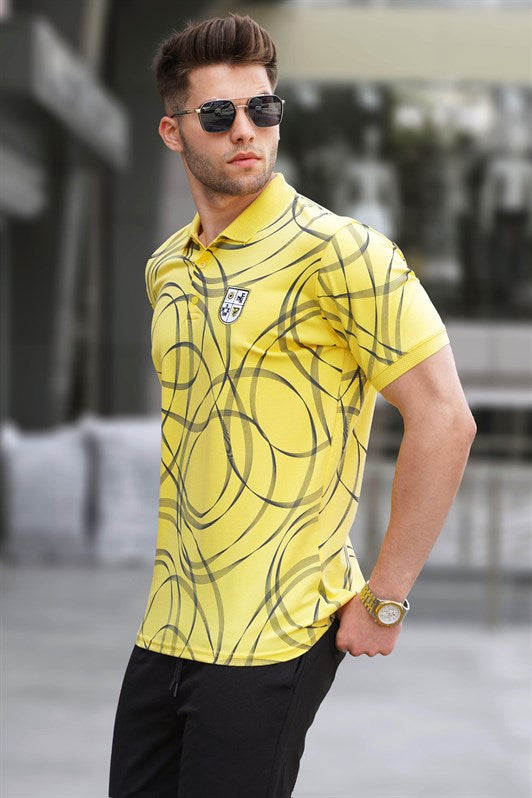 MDX Yellow Patterned Polo Neck T-shirt 5873 - Lubbock