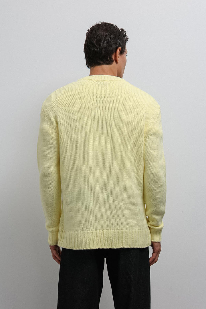 ANT Antioch Yellow Textured V-Neck Men's Sweater - Tepatitlán de Morelos