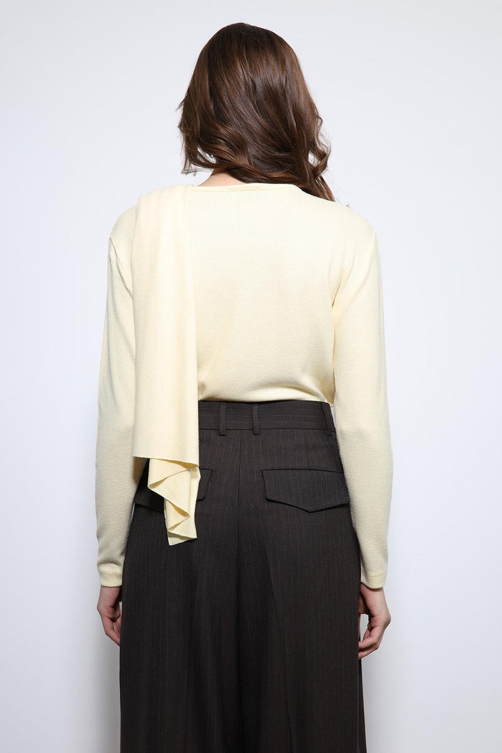 ANT Antioch Yellow Draped Shawl Detailed Top - Pearland