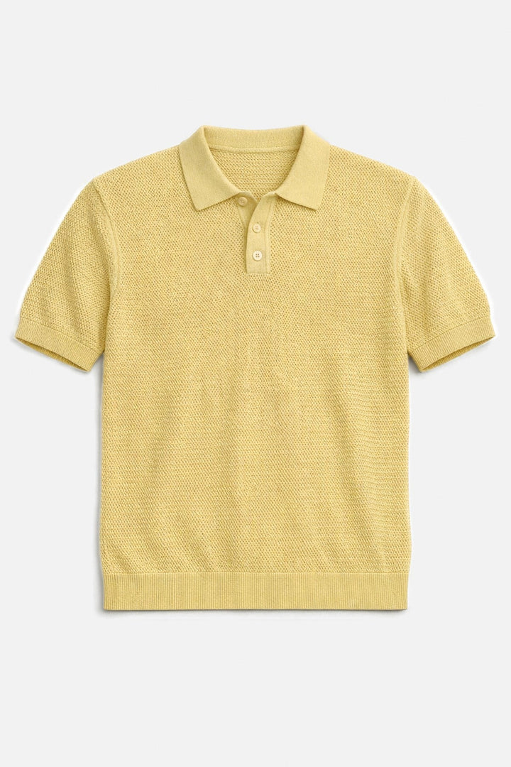 ANT Antioch Sarı Örgü Dokulu Polo Yaka Erkek T-Shirt - Ciudad Valles