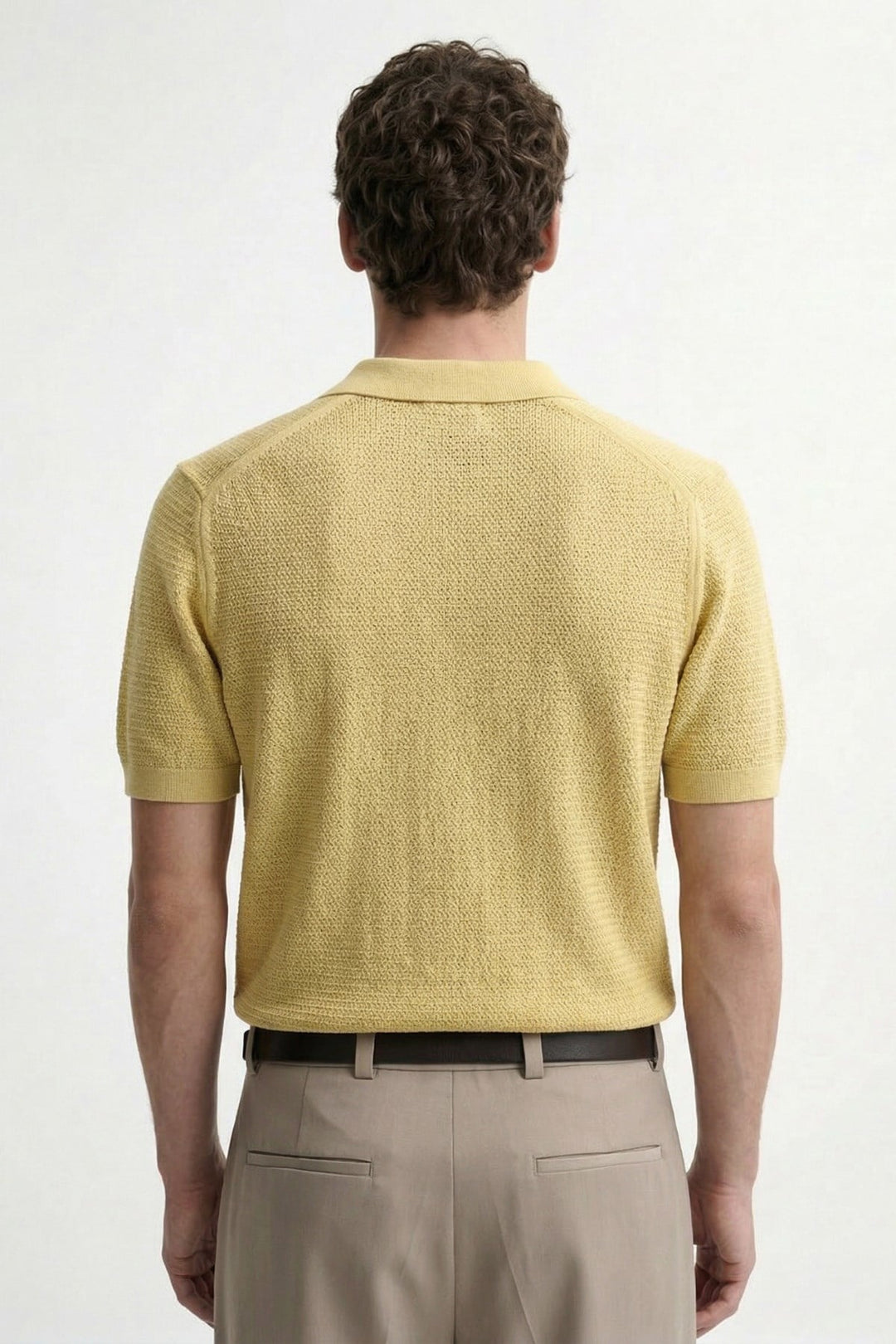 ANT Antioch Sarı Örgü Dokulu Polo Yaka Erkek T-Shirt - Ciudad Valles