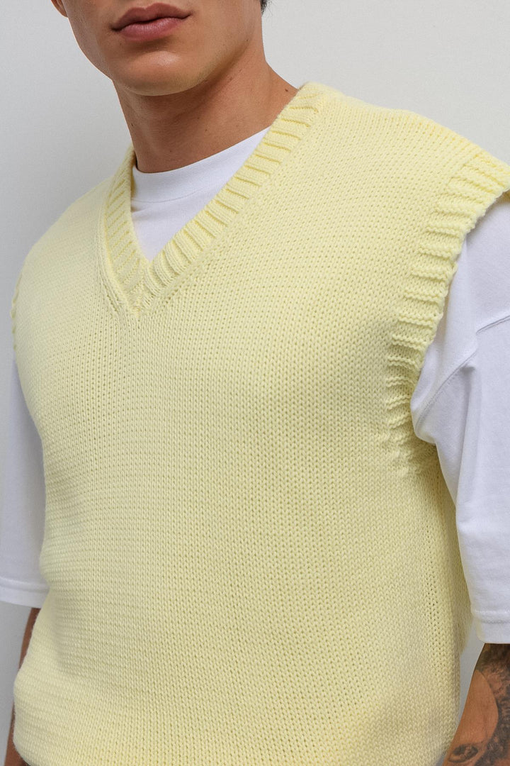 ANT Antioch Sarı Örgü Erkek Triko Yelek - Kalamazoo