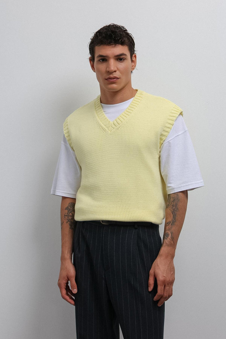 ANT Antioch Sarı Örgü Erkek Triko Yelek - Kalamazoo