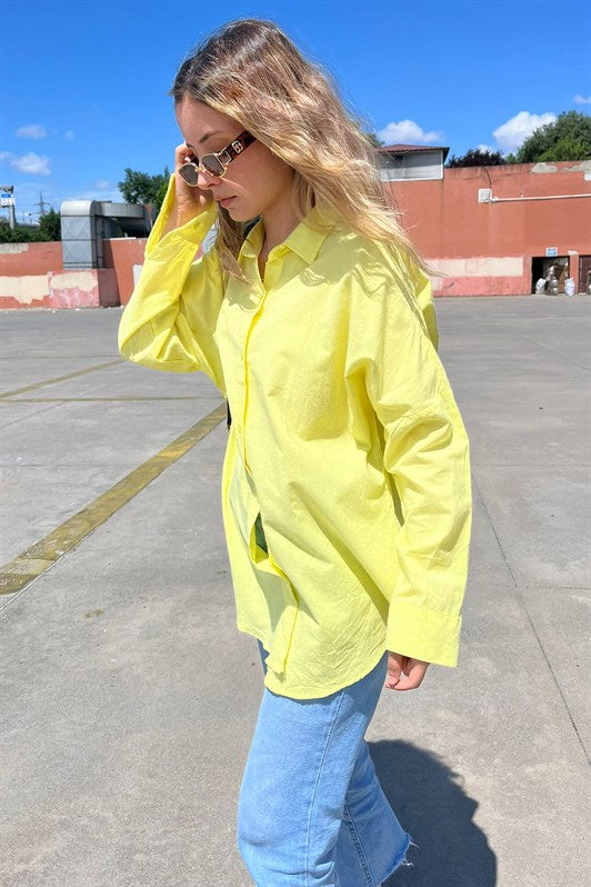 MDX Yellow Oversize Basic Pocket Poplin Shirt MG1530 - Córdoba