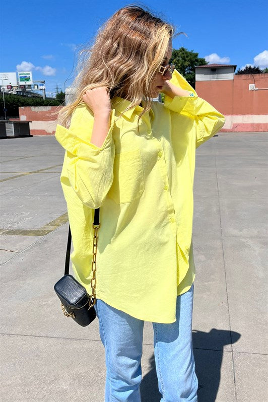 MDX Yellow Oversize Basic Pocket Poplin Shirt MG1530 - Córdoba