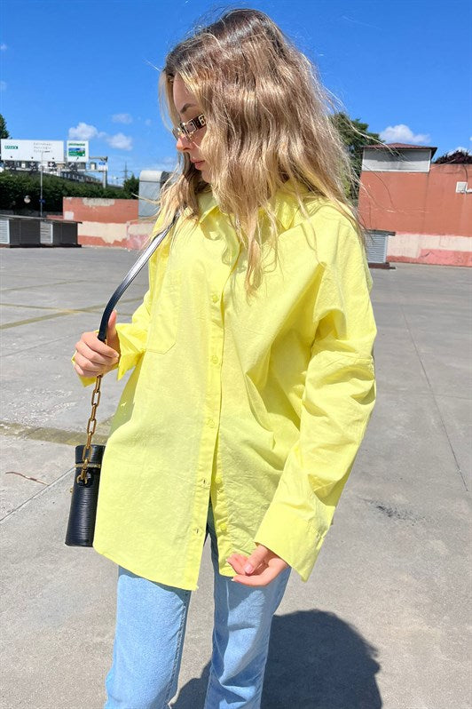MDX Yellow Oversize Basic Pocket Poplin Shirt MG1530 - Córdoba