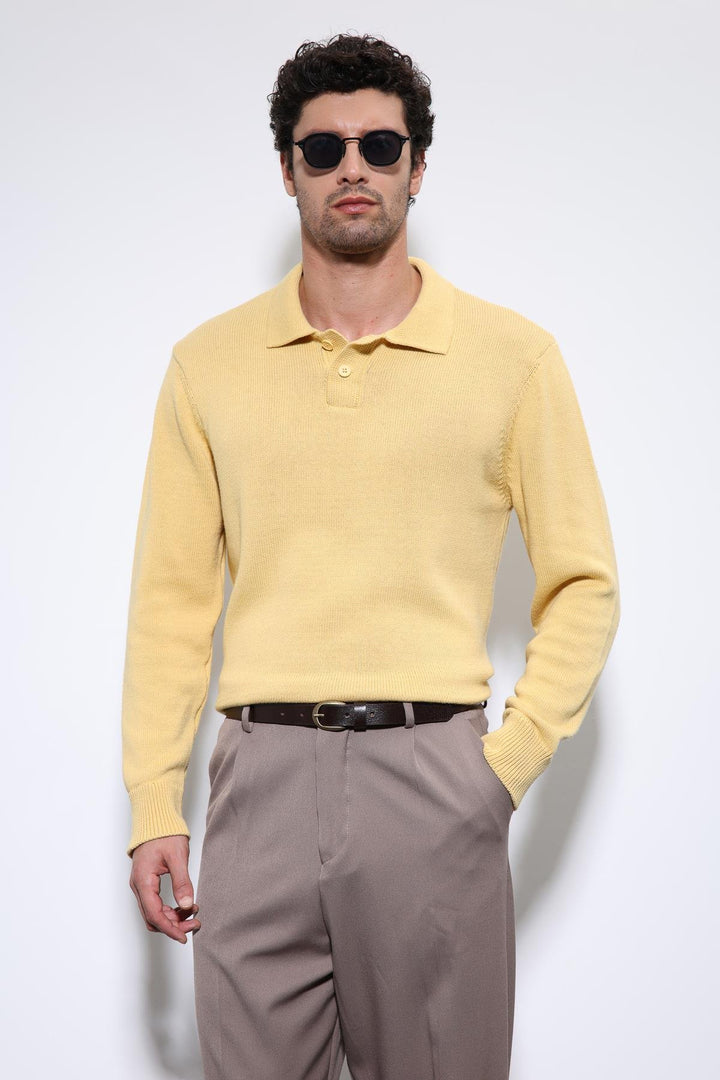 ANT Antioch Yellow Polo Neck Basic Men's Sweater - Pinotepa