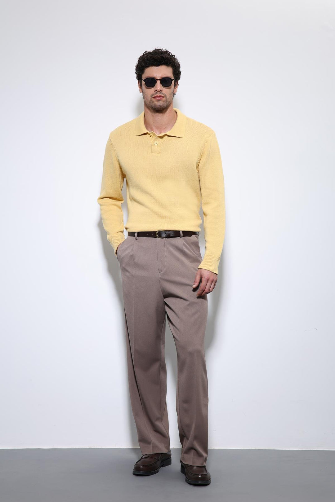 ANT Antioch Yellow Polo Neck Basic Men's Sweater - Pinotepa