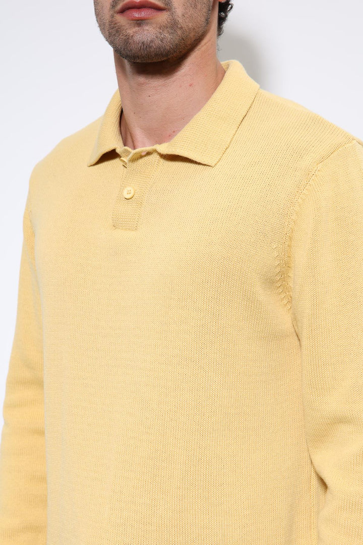 ANT Antioch Yellow Polo Neck Basic Men's Sweater - Pinotepa