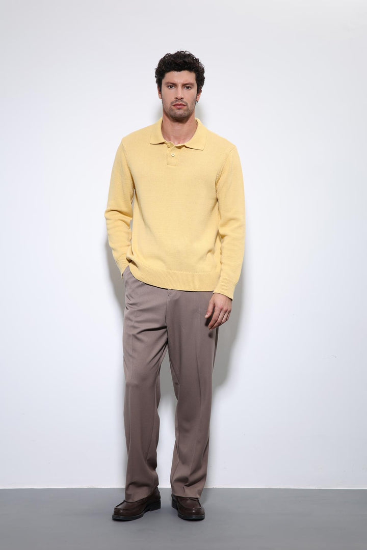 ANT Antioch Yellow Polo Neck Basic Men's Sweater - Pinotepa