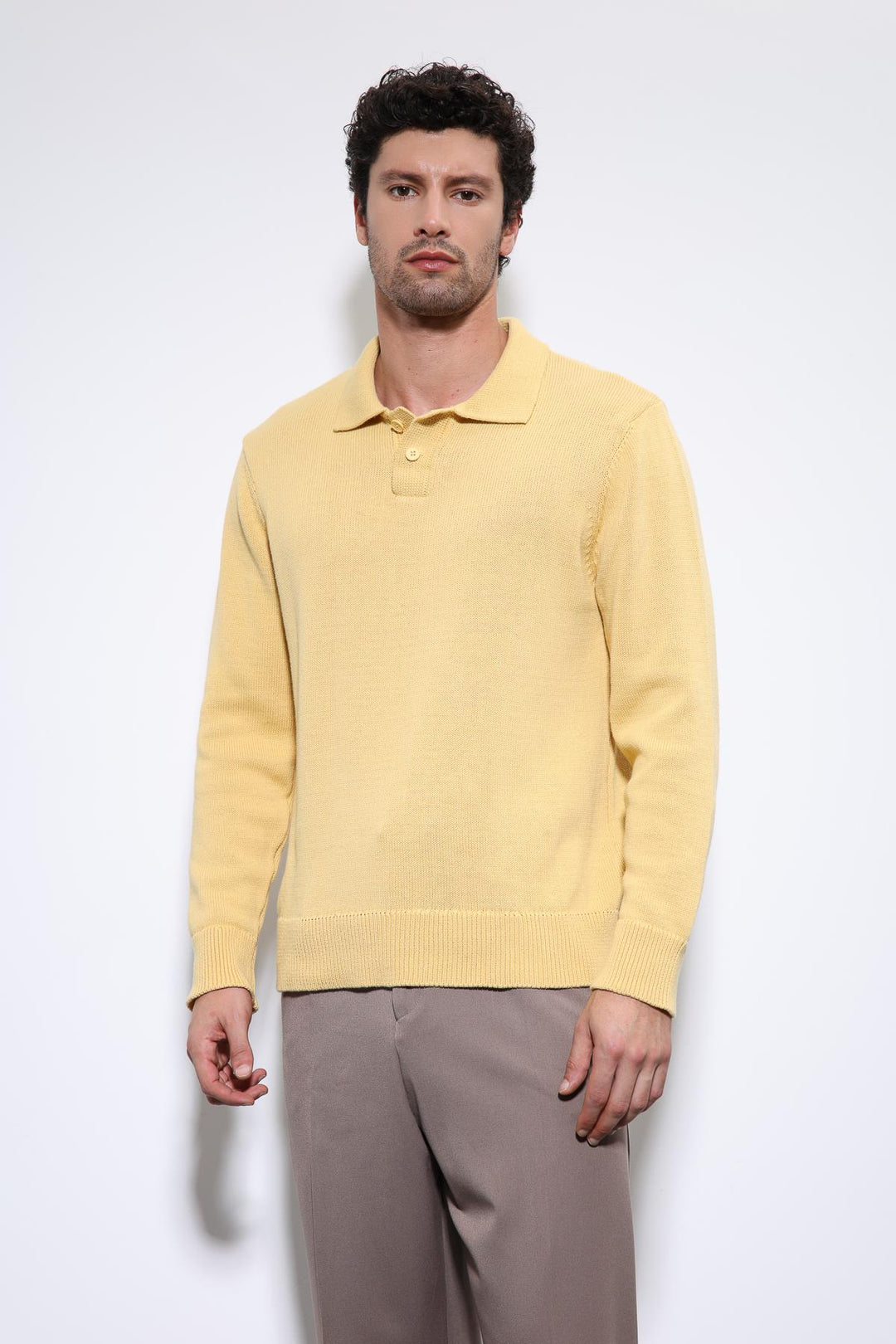 ANT Antioch Yellow Polo Neck Basic Men's Sweater - Pinotepa